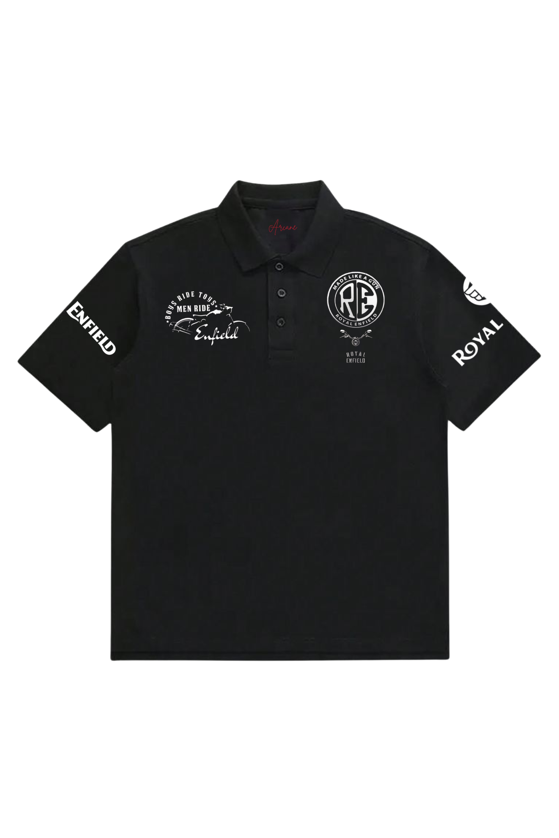 Royal Enfield Inspired Black Polo T-Shirt for Men | Premium Biker Graphic Cotton Tee