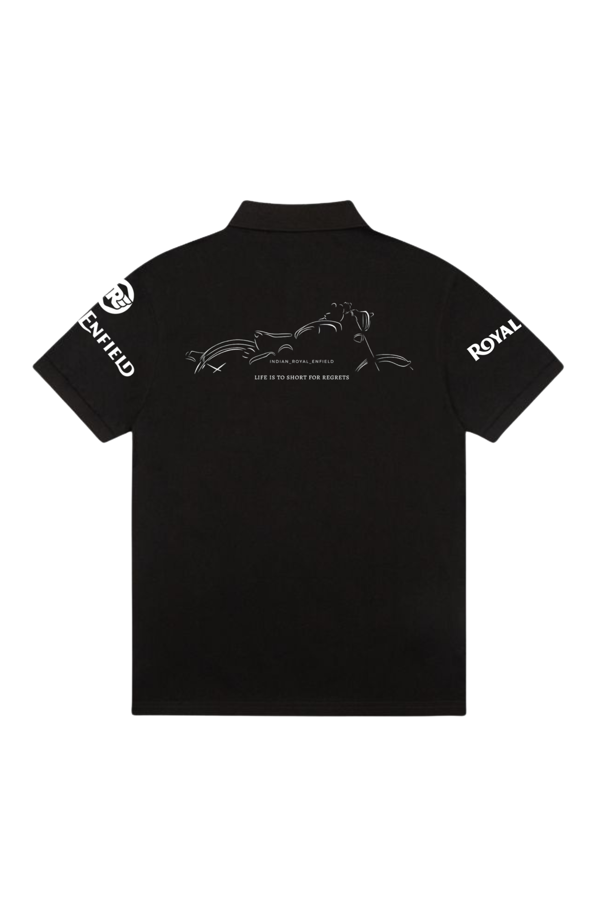 Royal Enfield Inspired Black Polo T-Shirt for Men | Premium Biker Graphic Cotton Tee