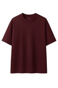 Oversized Dark Red Cotton T-Shirt for Men