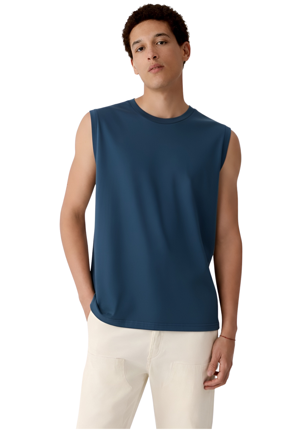 Sleeveless Deep Peacock Blue T Shirt