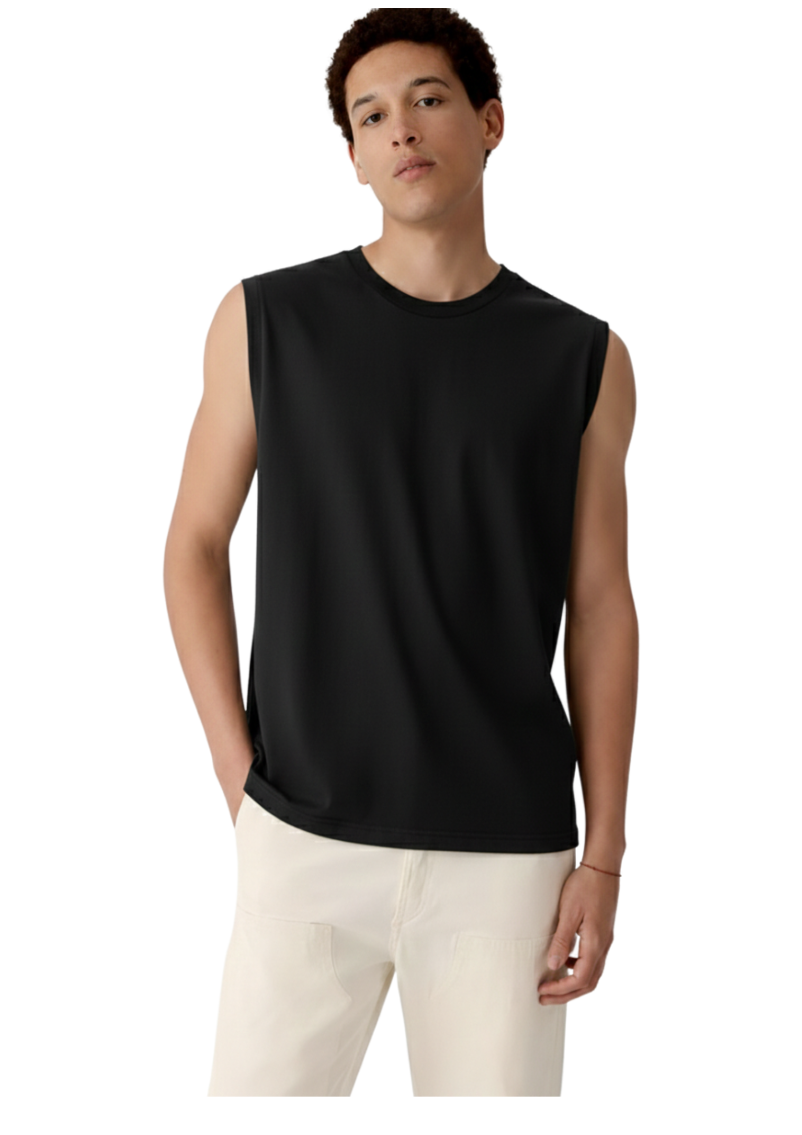 Black Sleeveless T Shirt
