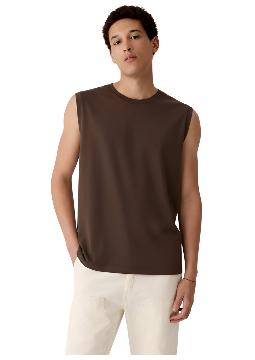 Sleeveless Brown T-Shirt