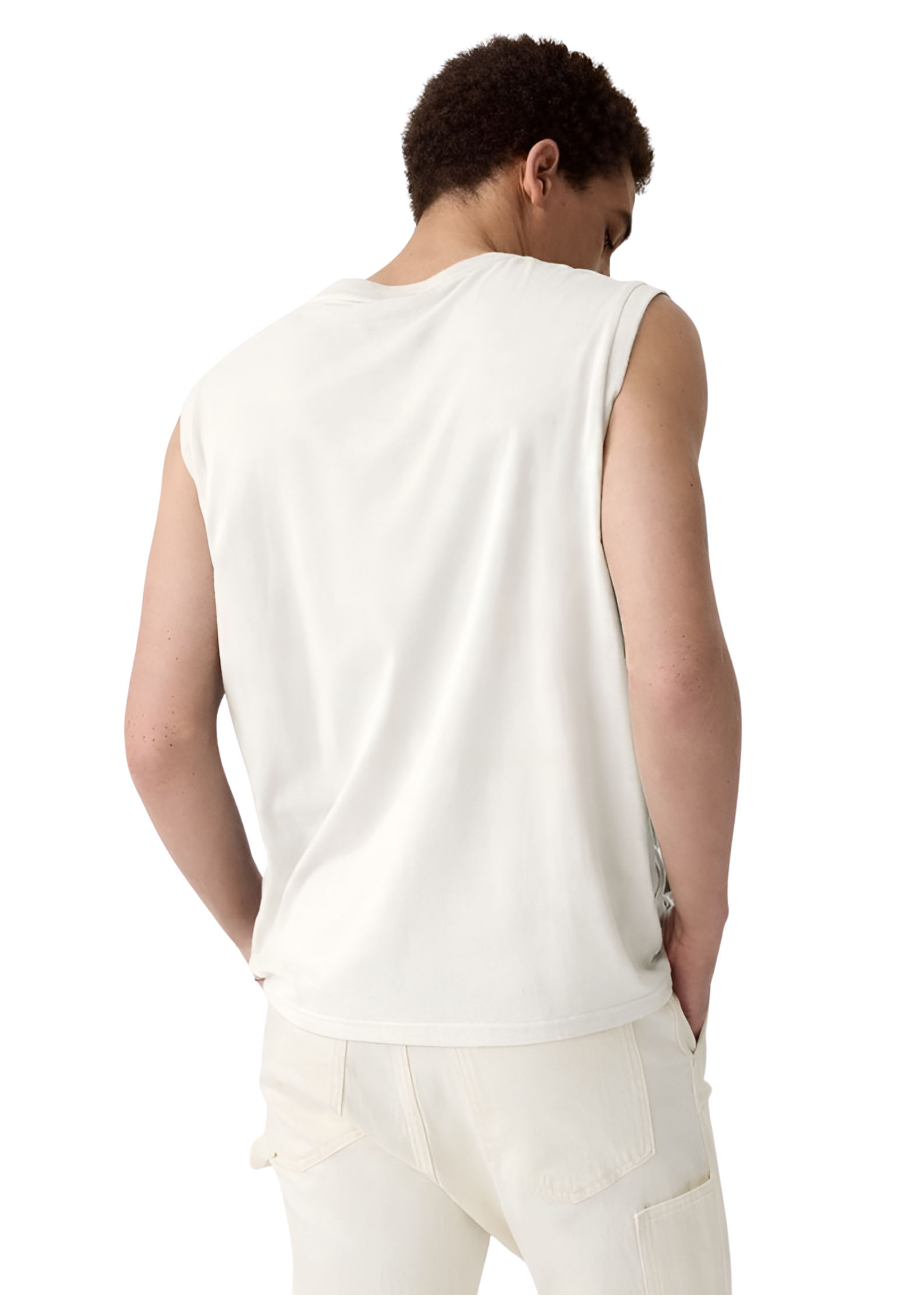 Sleeveless Off White T Shirt