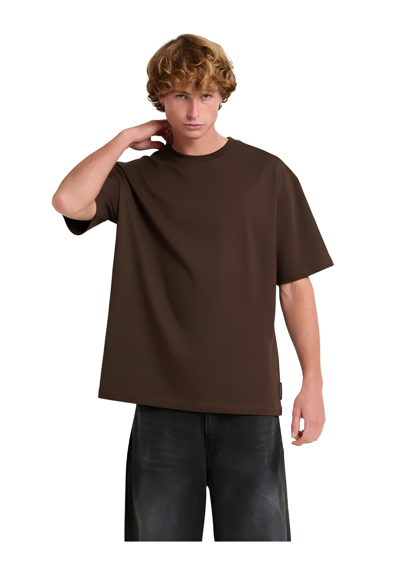 Oversized Brown Cotton T-Shirt