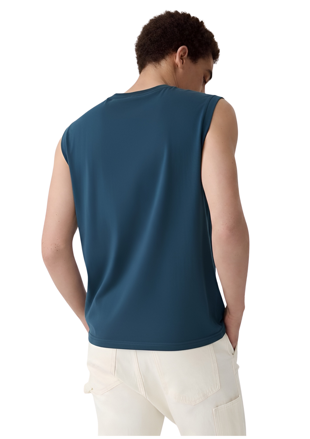 Sleeveless Deep Peacock Blue T Shirt