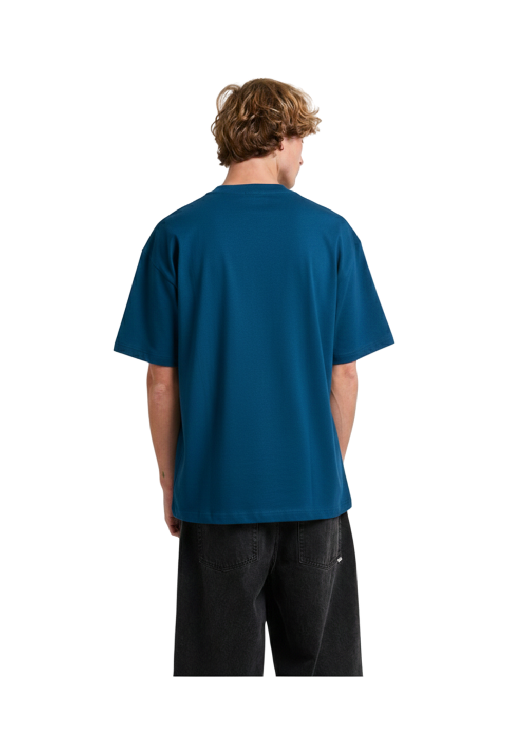Oversized Dark Peacock Blue Cotton T-Shirt