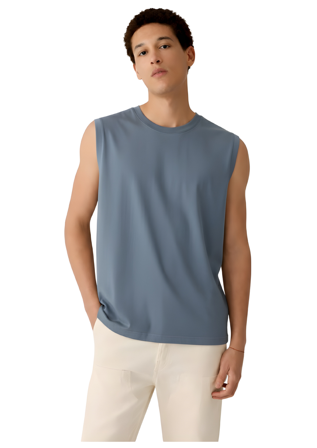 Sleeveless Dusty Blue T Shirt