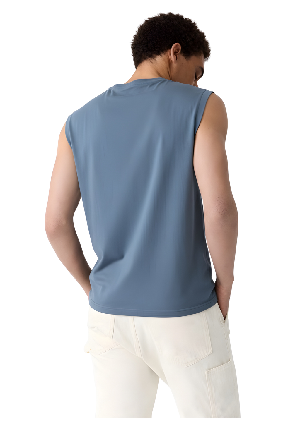 Sleeveless Dusty Blue T Shirt