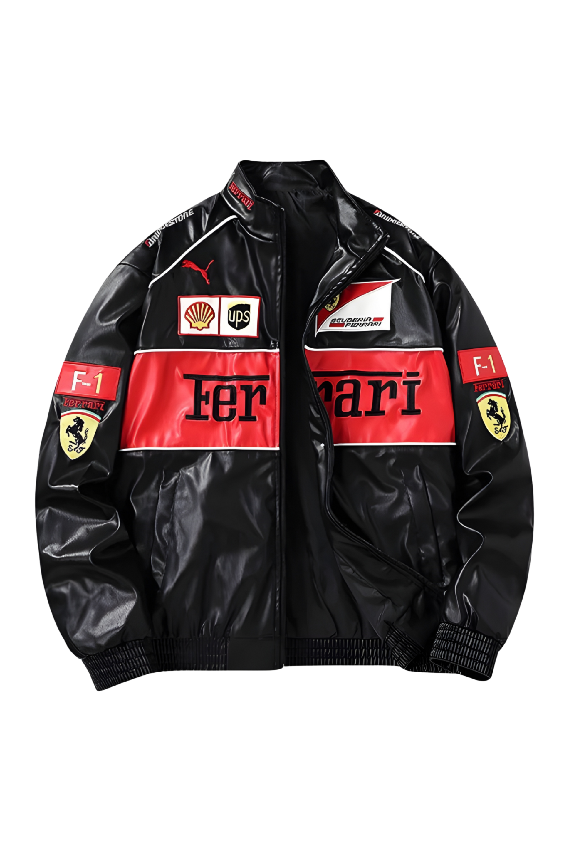 Ferrari F1 Embroidered Leather Jacket