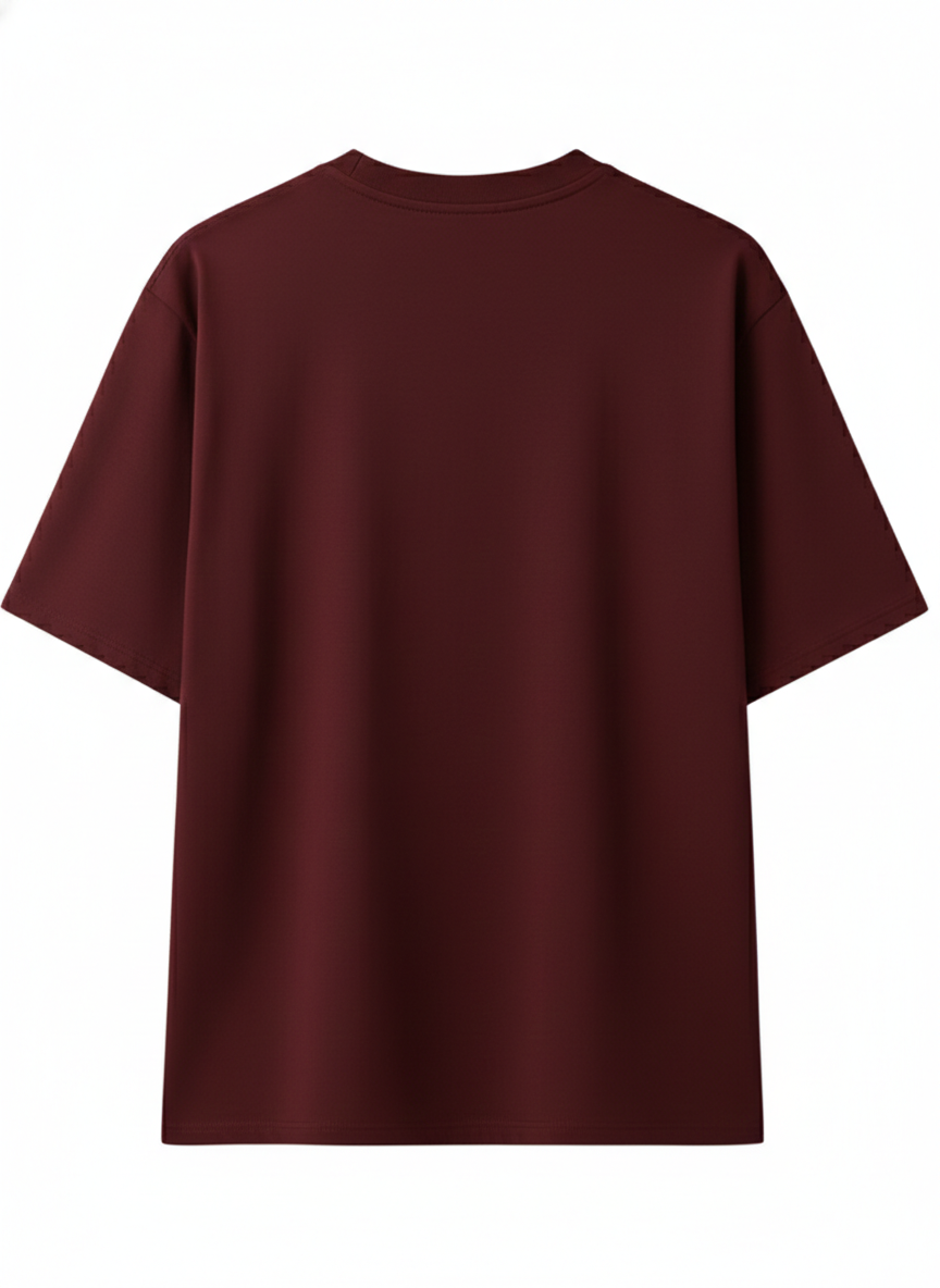 Oversized Dark Red Cotton T-Shirt for Men
