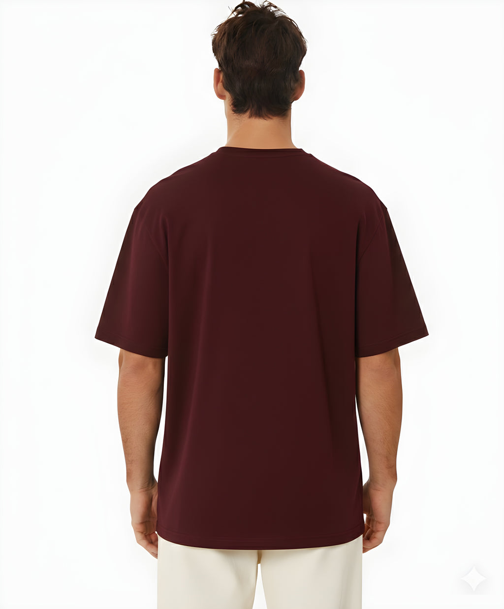 Oversized Dark Red Cotton T-Shirt for Men