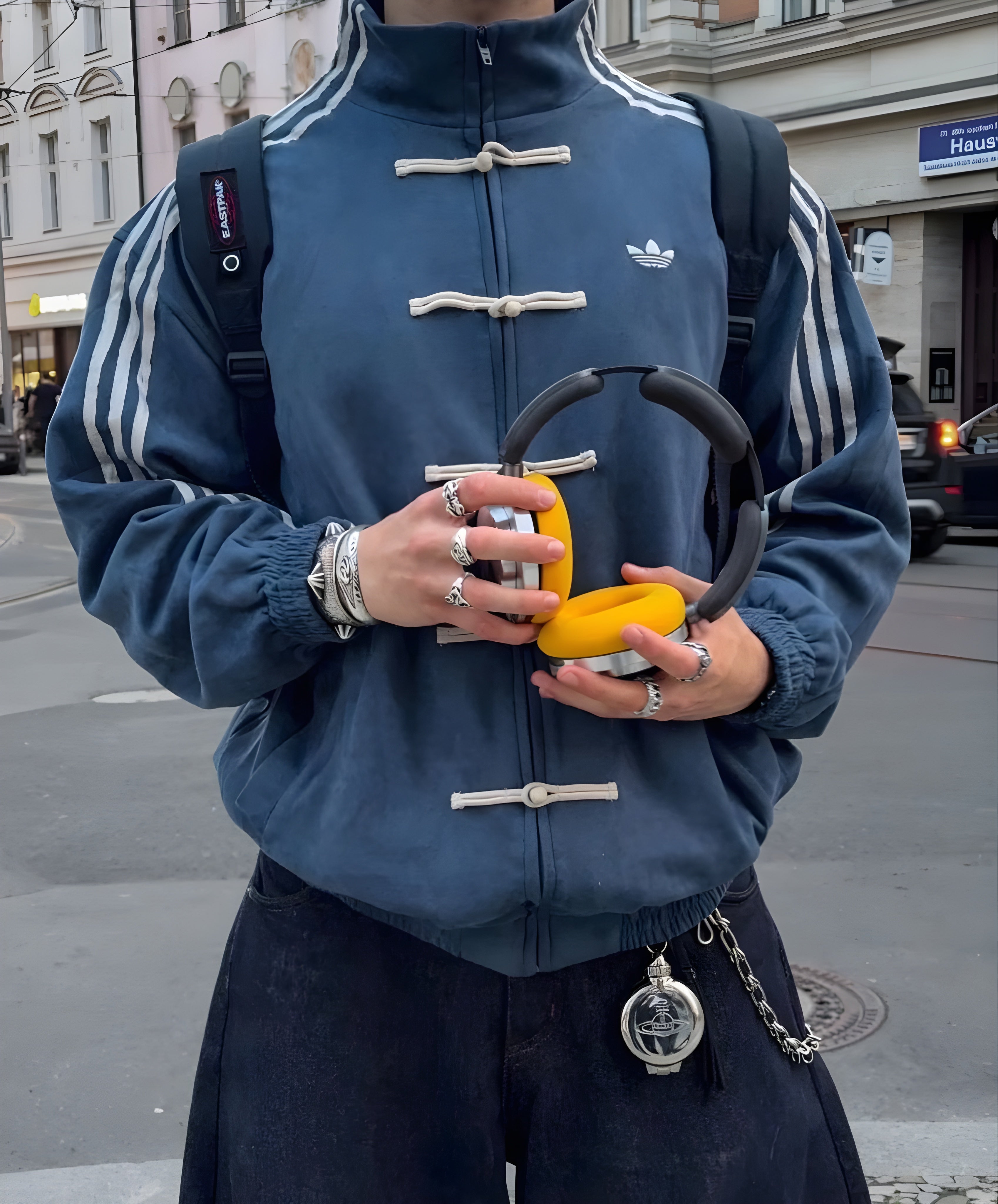 CNY-Inspired Premium Navy Blue Suede Jacket
